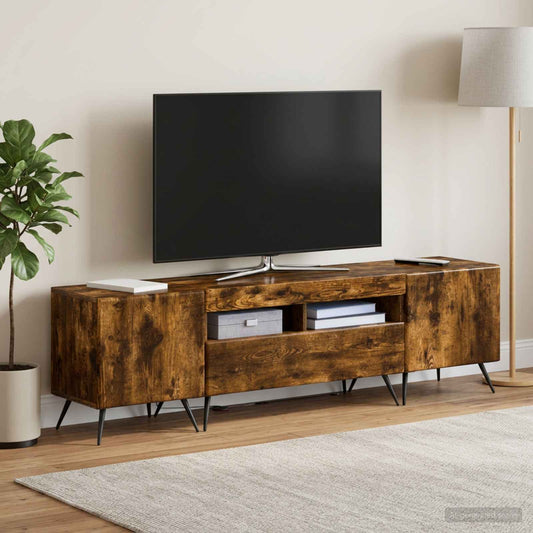 LED TV Cabinet BREDA 3 pcs Smoked Oak Engineered Wood