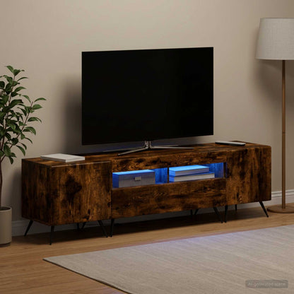 5 Piece LED TV Cabinet Smoked Oak Engineered Wood