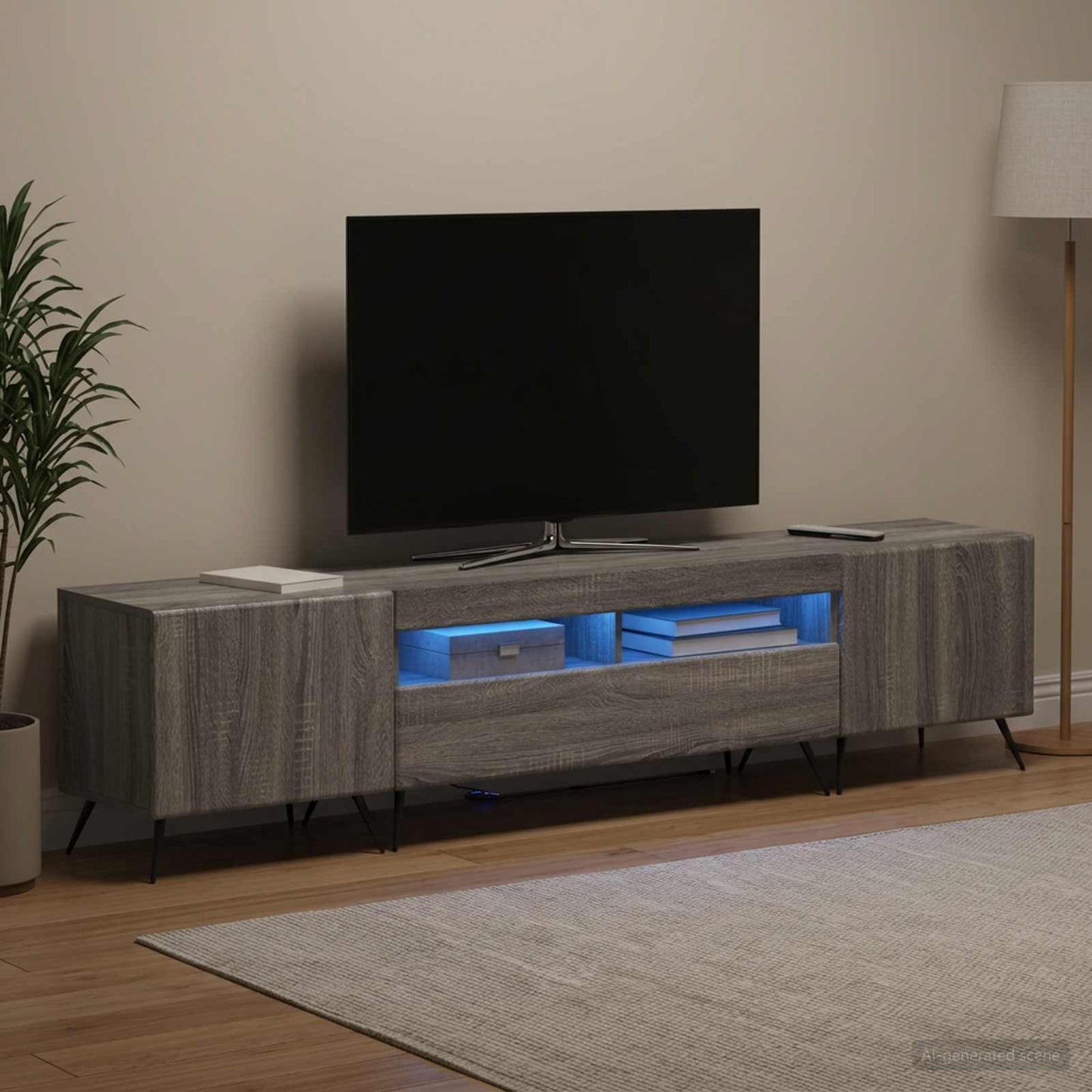 5 Piece LED TV Cabinet Grey Sonoma Engineered Wood