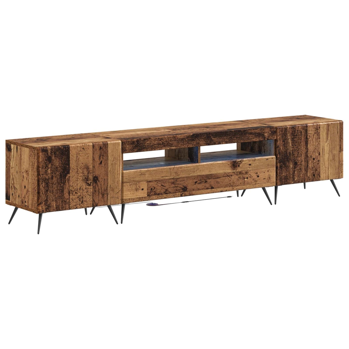 5 Piece LED TV Cabinet Old Wood Engineered Wood