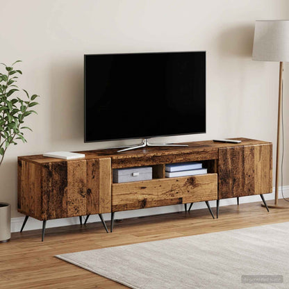 5 Piece LED TV Cabinet Old Wood Engineered Wood