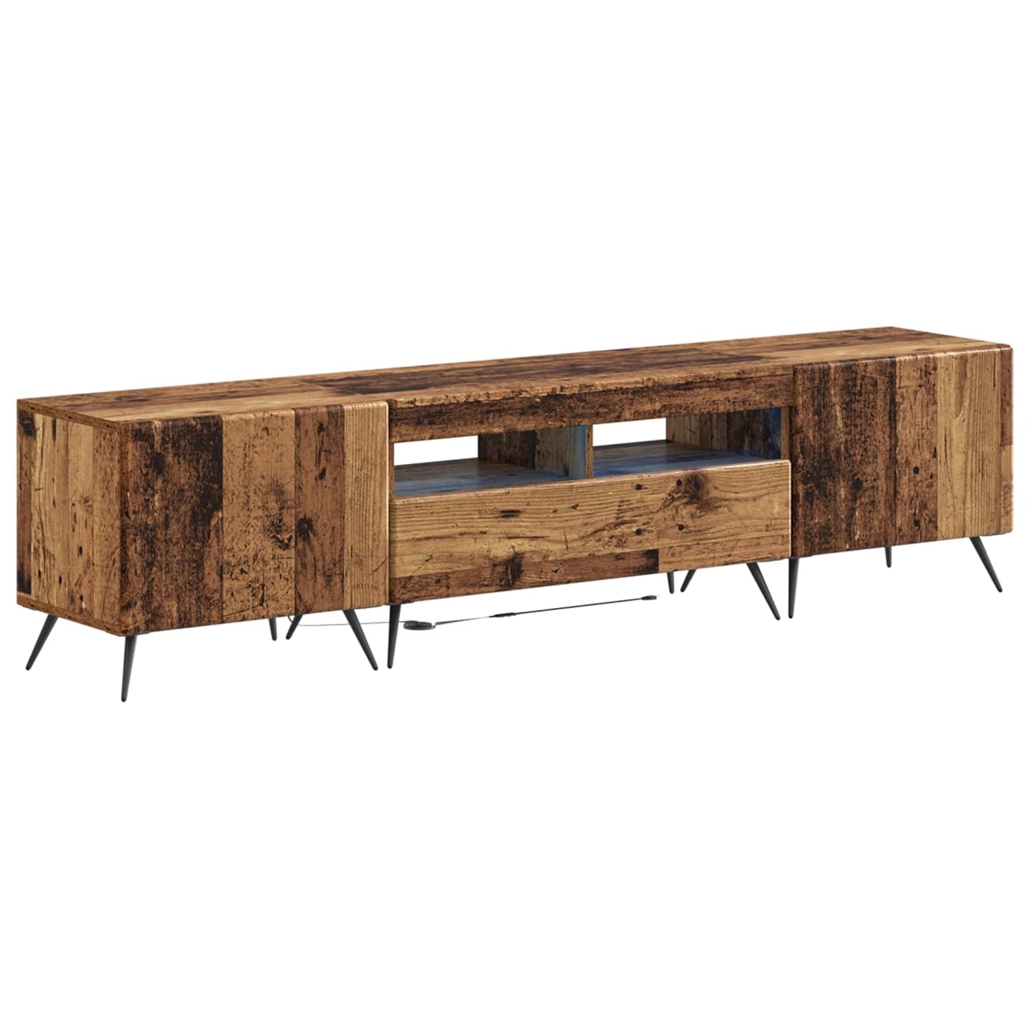5 Piece LED TV Cabinet Old Wood Engineered Wood