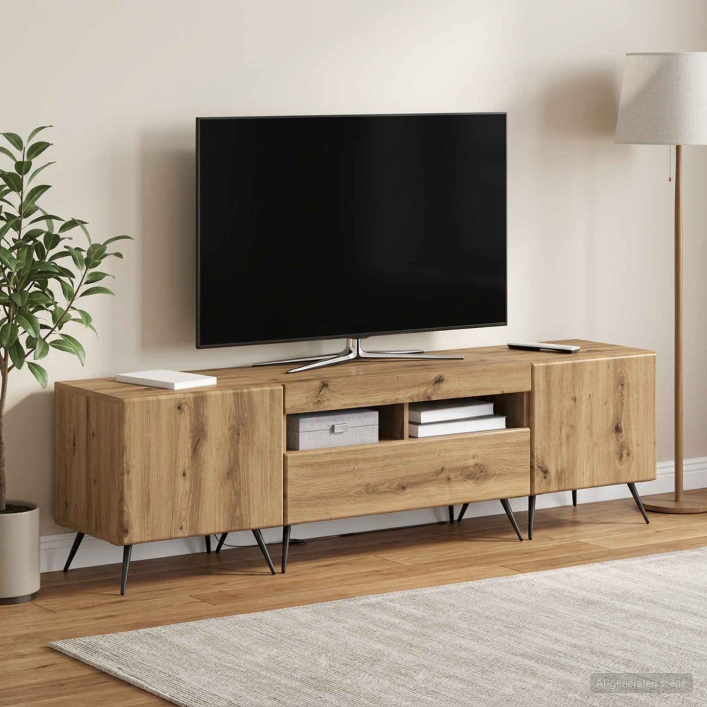 5 Piece LED TV Cabinet Artisan Oak Engineered Wood