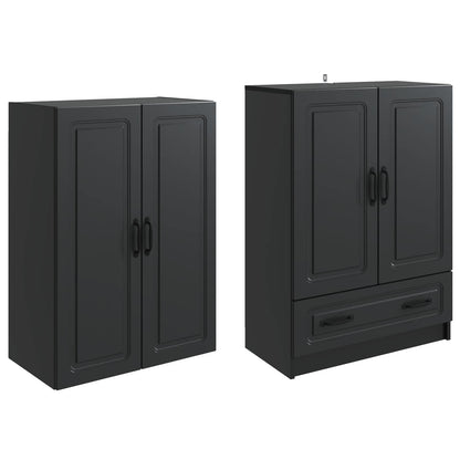 Cabinet Set 2 pcs Black Engineered Wood
