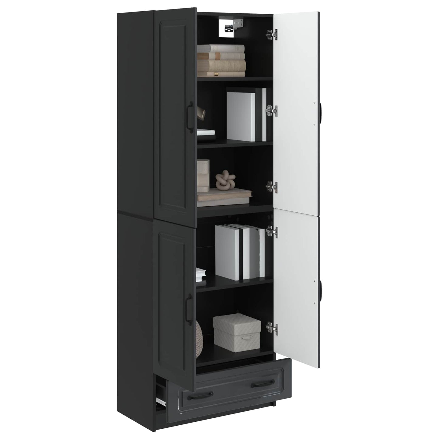 Cabinet Set 2 pcs Black Engineered Wood