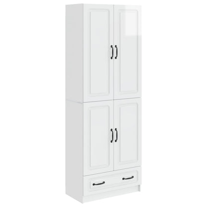 Cabinet Set 2 pcs High Gloss White Engineered Wood