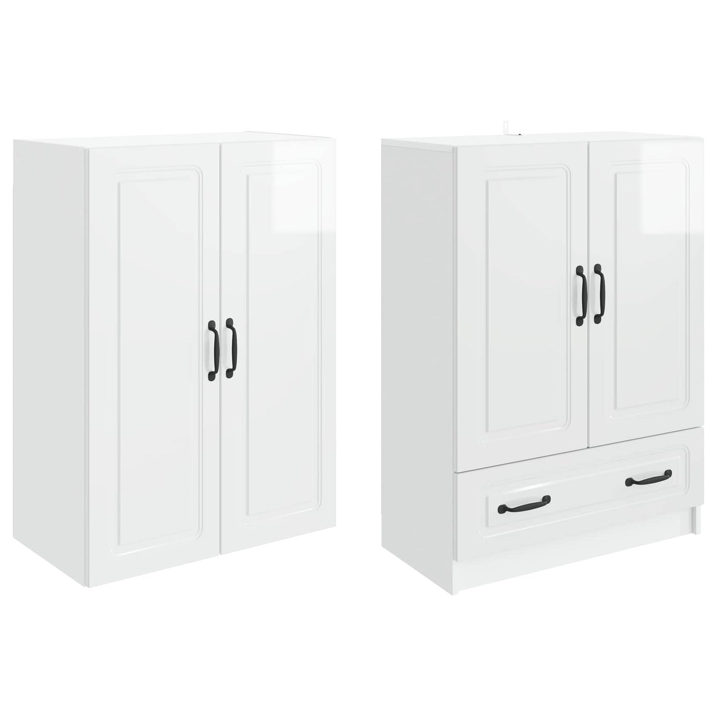 Cabinet Set 2 pcs High Gloss White Engineered Wood