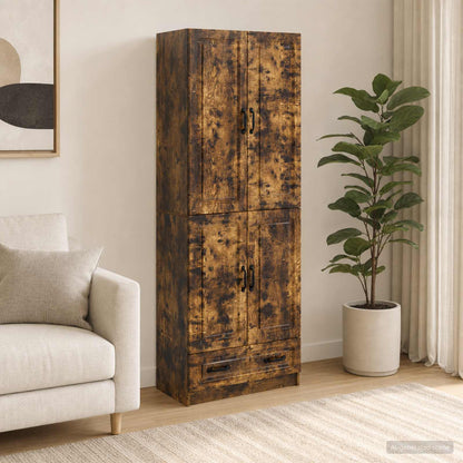 Cabinet Set 2 pcs Smoked Oak 66 x 34.5 x 92 cm Engineered Wood