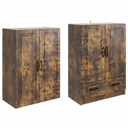 Cabinet Set 2 pcs Smoked Oak 66 x 34.5 x 92 cm Engineered Wood