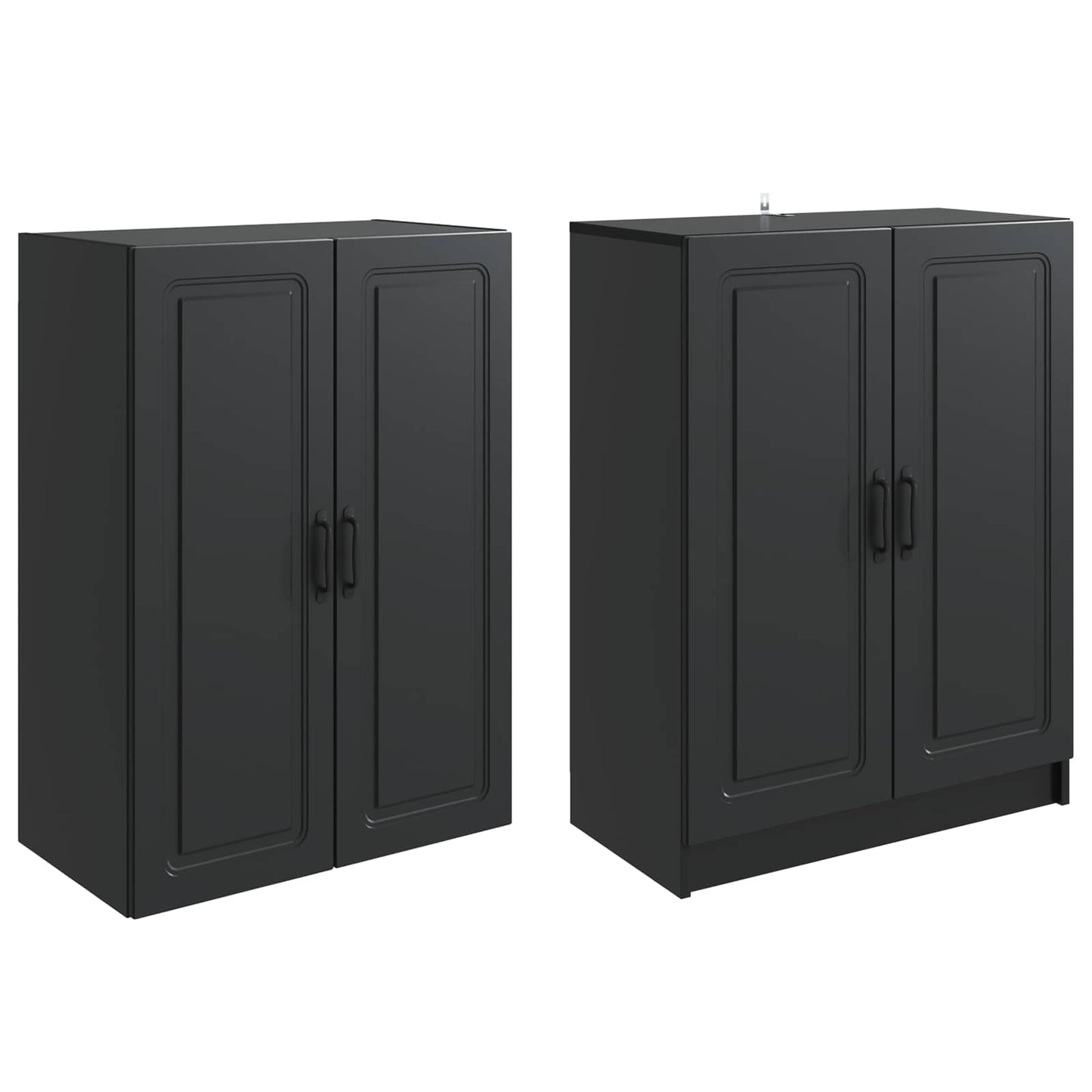 Cabinet Set 2 pcs Black Engineered Wood