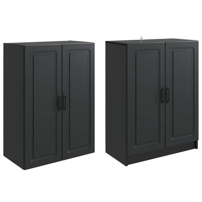 Cabinet Set 2 pcs Black Engineered Wood