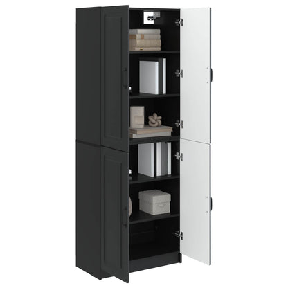 Cabinet Set 2 pcs Black Engineered Wood