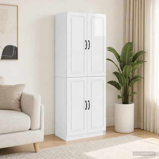 Cabinet Set 2 pcs High Gloss White Engineered Wood