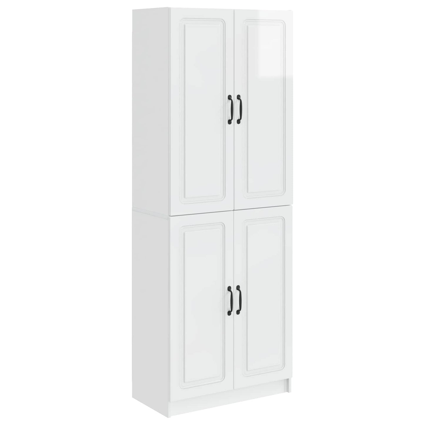 Cabinet Set 2 pcs High Gloss White Engineered Wood