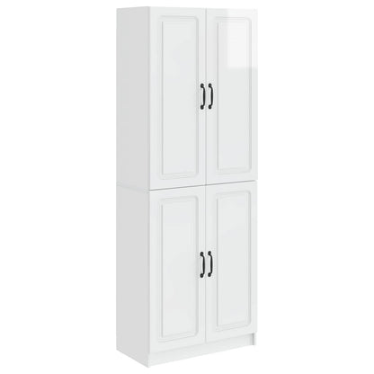 Cabinet Set 2 pcs High Gloss White Engineered Wood