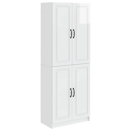 Cabinet Set 2 pcs High Gloss White Engineered Wood