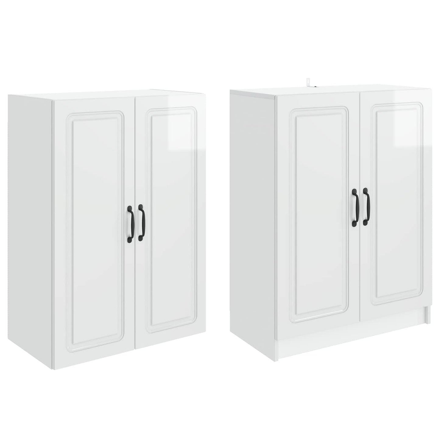 Cabinet Set 2 pcs High Gloss White Engineered Wood