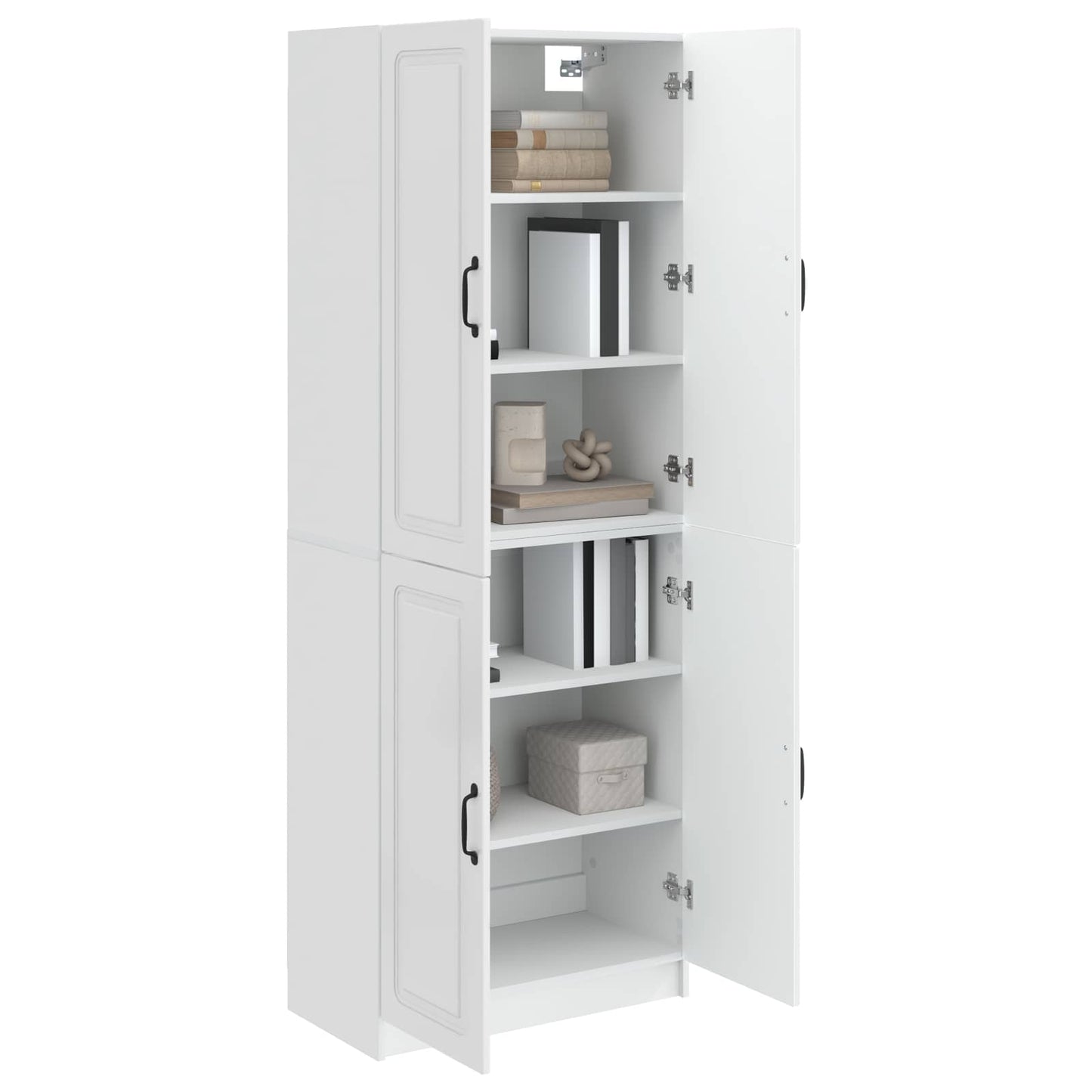 Cabinet Set 2 pcs High Gloss White Engineered Wood