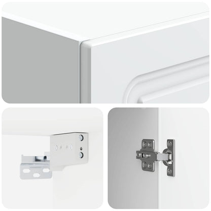Cabinet Set 2 pcs High Gloss White Engineered Wood