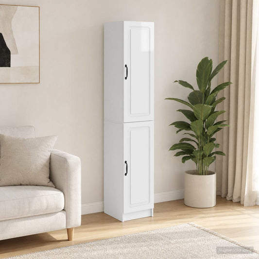 Cabinet Set 2 pcs High Gloss White Engineered Wood