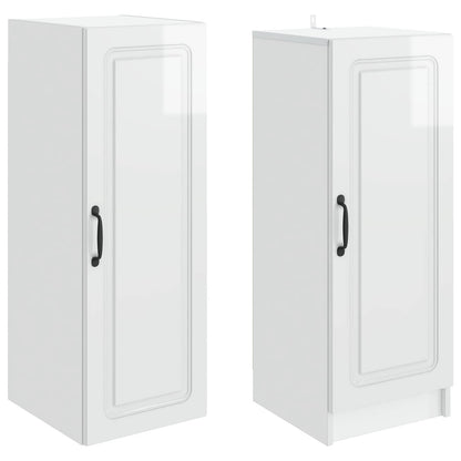 Cabinet Set 2 pcs High Gloss White Engineered Wood