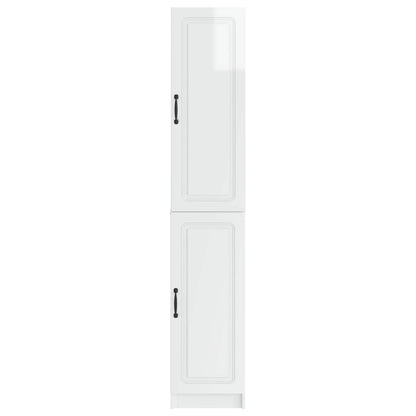 Cabinet Set 2 pcs High Gloss White Engineered Wood