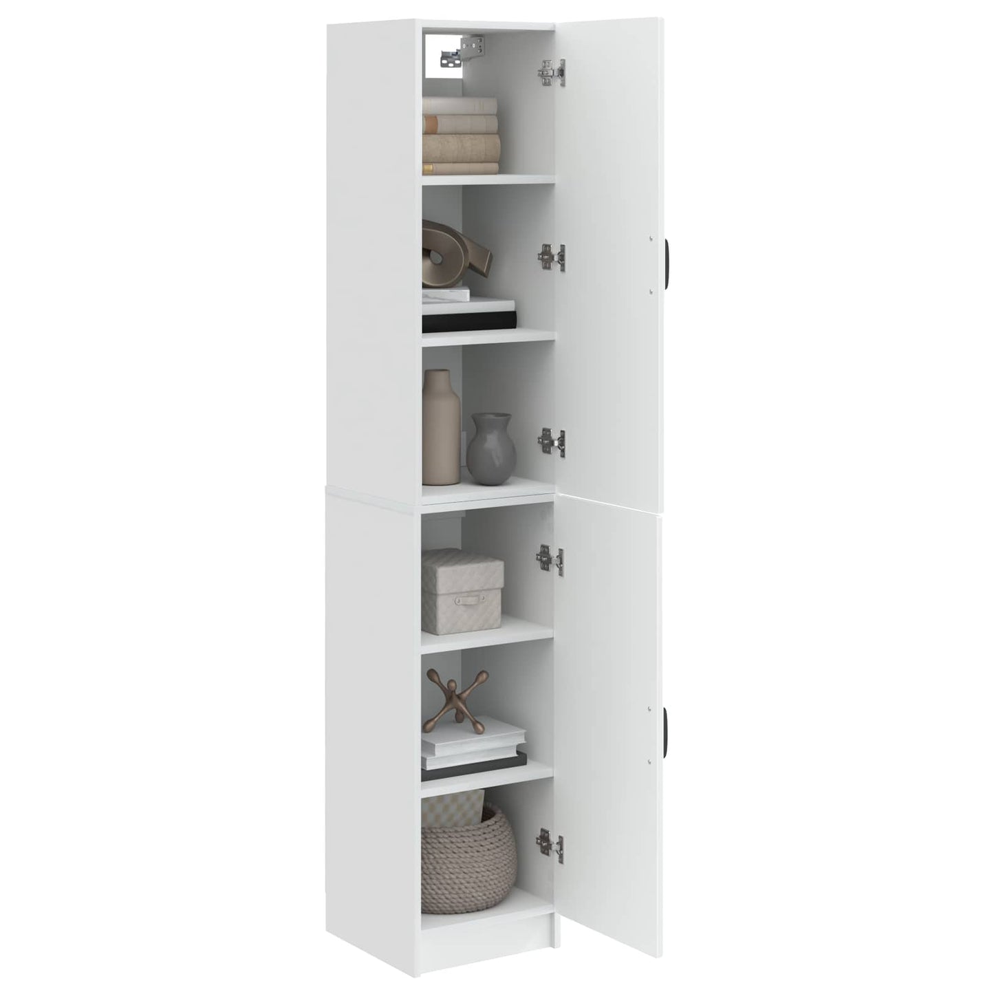 Cabinet Set 2 pcs High Gloss White Engineered Wood