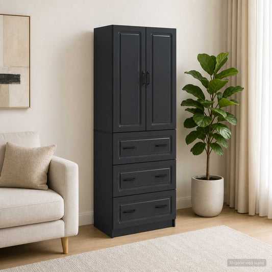 Cabinet Set 2 pcs Black 66 x 34.5 x 87 cm Engineered Wood
