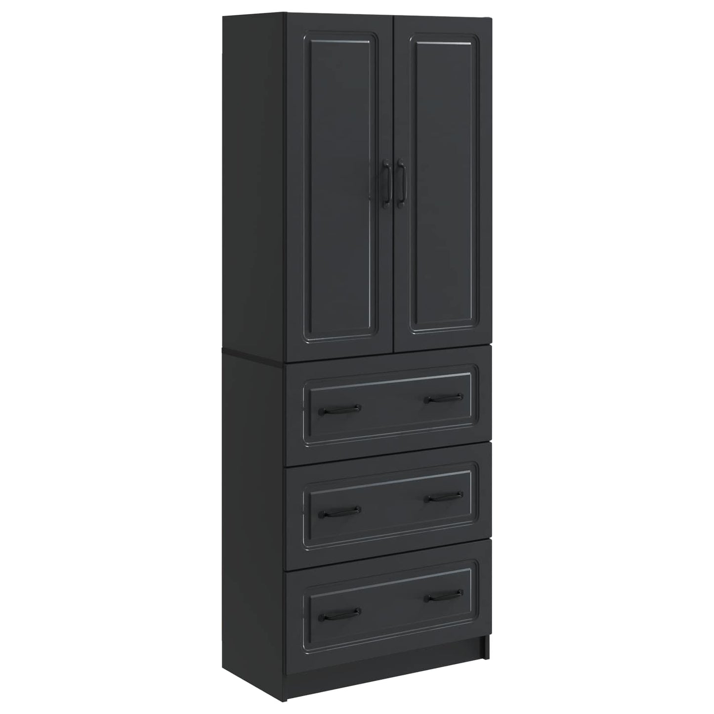 Cabinet Set 2 pcs 66 x 34.5 x 87 cm Engineered Wood Black