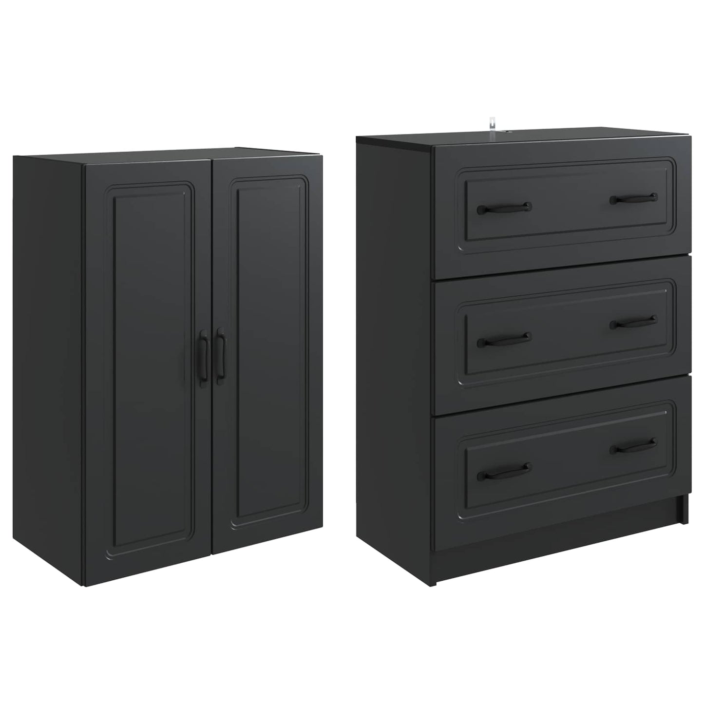 Cabinet Set 2 pcs Black 66 x 34.5 x 87 cm Engineered Wood