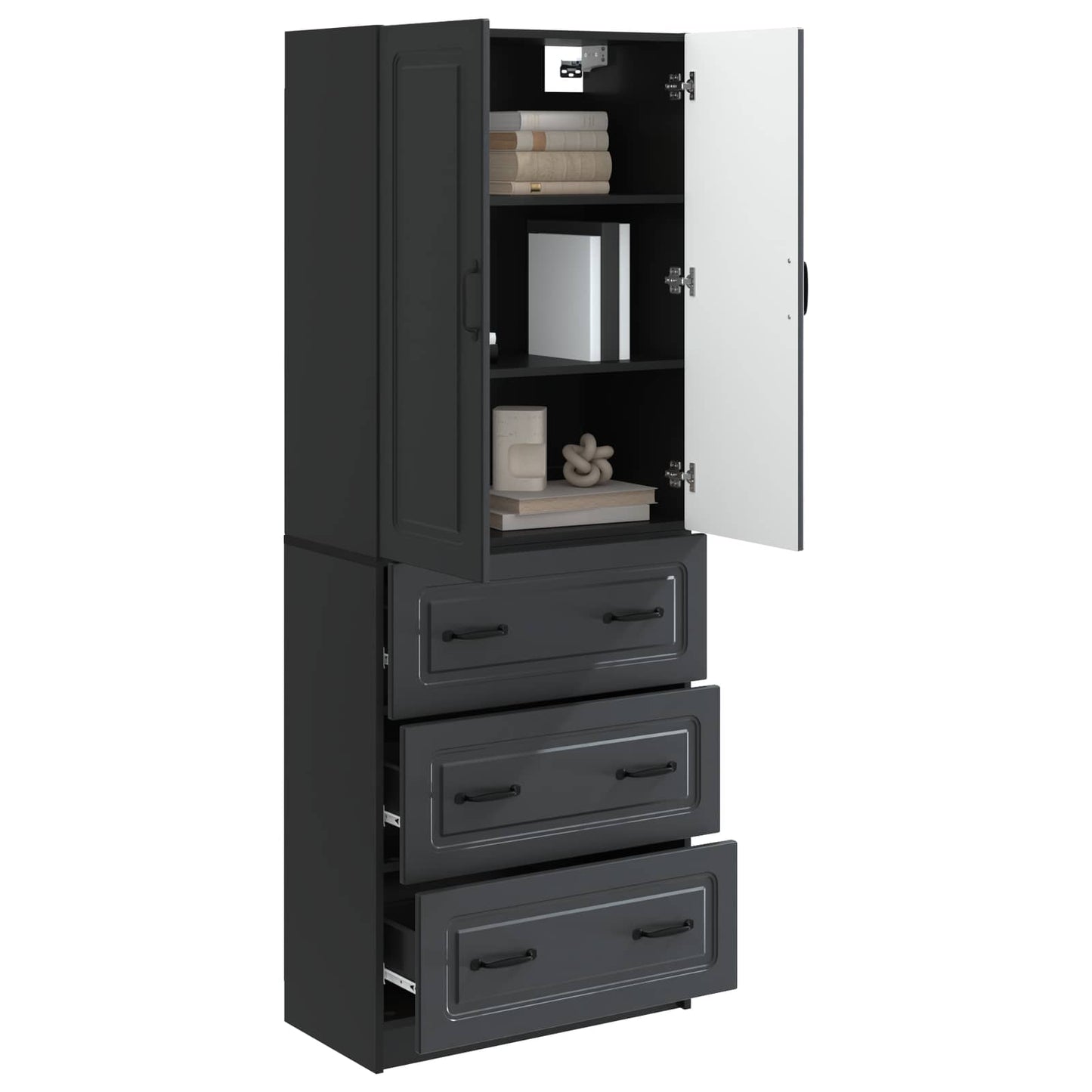 Cabinet Set 2 pcs 66 x 34.5 x 87 cm Engineered Wood Black
