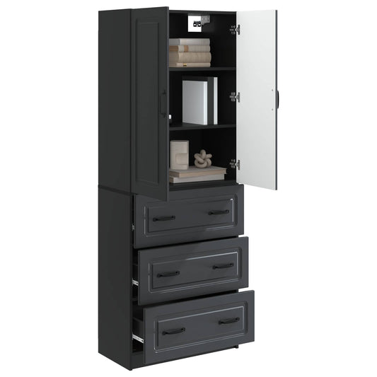 Cabinet Set 2 pcs Black 66 x 34.5 x 87 cm Engineered Wood