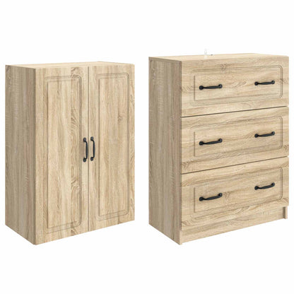 Cabinet Set 2 pcs 66 x 34.5 x 87 cm Engineered Wood Sonoma Oak