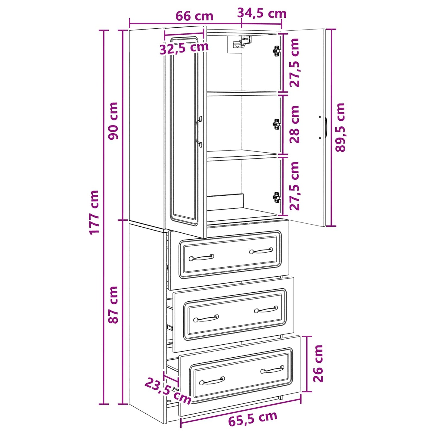 Cabinet Set 2 pcs 66 x 34.5 x 87 cm Engineered Wood