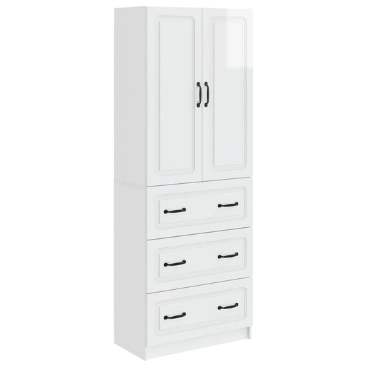 Cabinet Set 2 pcs High Gloss White 66 x 34.5 x 87 cm