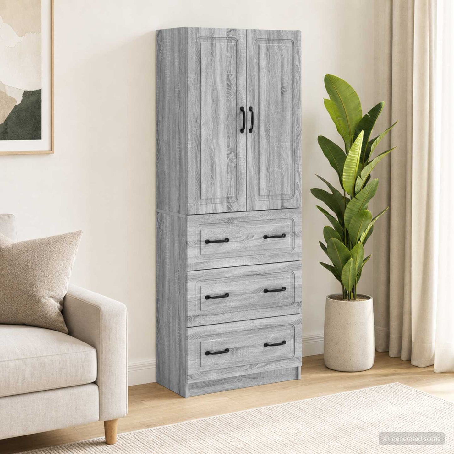 Cabinet Set 2 pcs 66 x 34.5 x 87 cm Engineered Wood Grey Sonoma