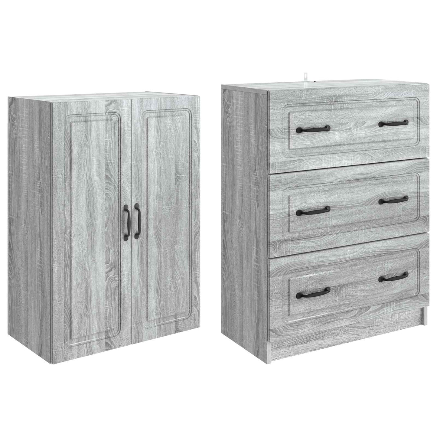 Cabinet Set 2 pcs 66 x 34.5 x 87 cm Engineered Wood Grey Sonoma