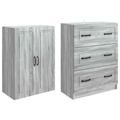 Cabinet Set 2 pcs 66 x 34.5 x 87 cm Engineered Wood Grey Sonoma