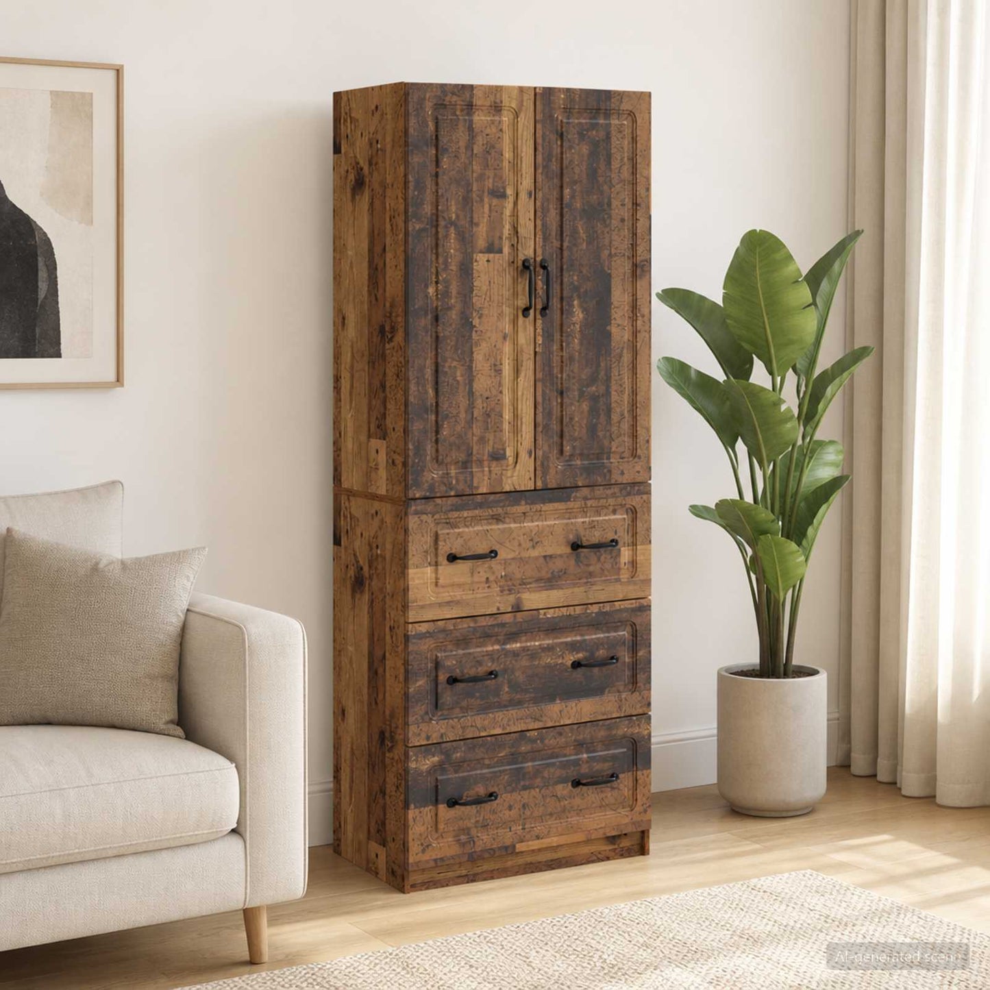 Cabinet Set 2 pcs 66 x 34.5 x 87 cm Engineered Wood Old Wood
