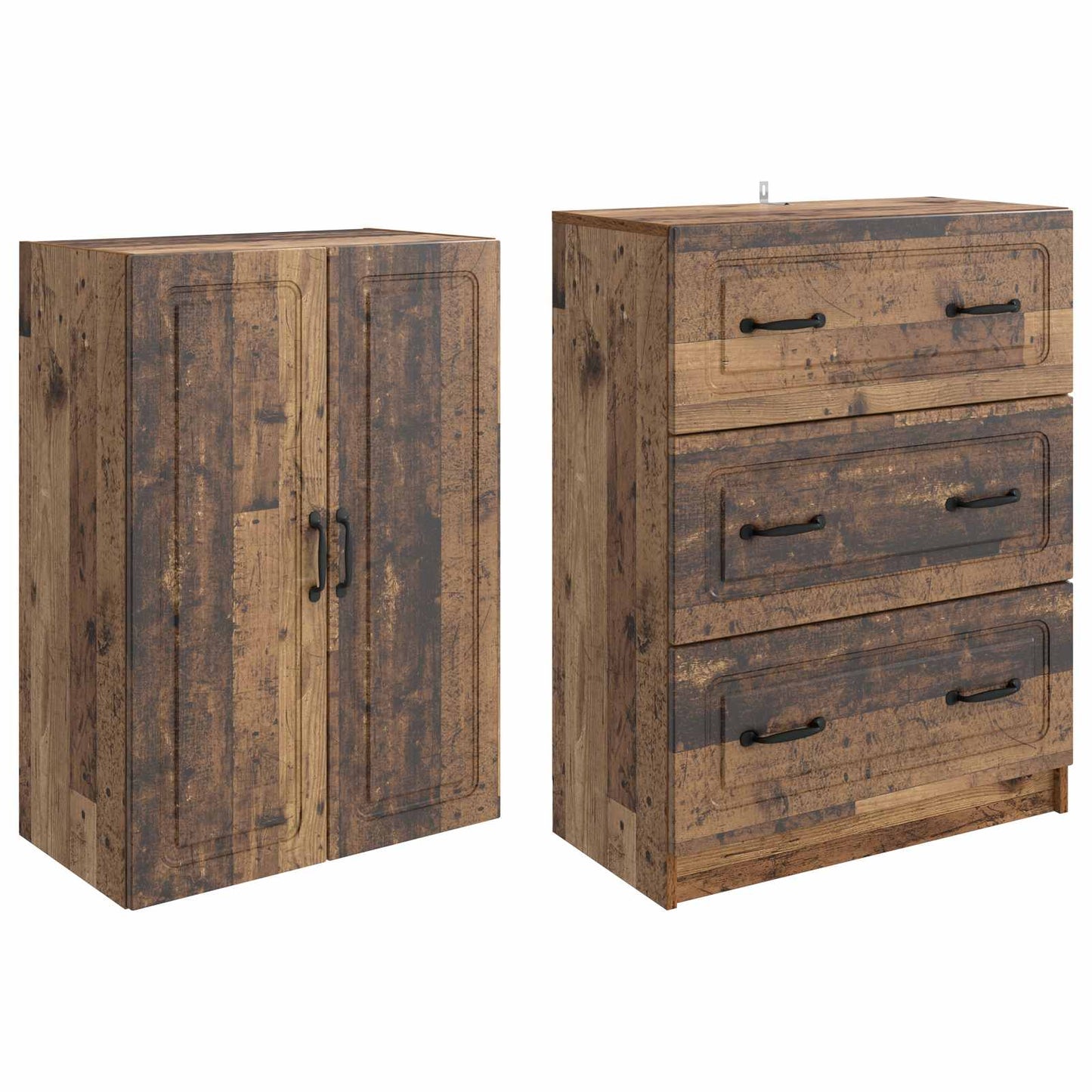 Cabinet Set 2 pcs 66 x 34.5 x 87 cm Engineered Wood Old Wood