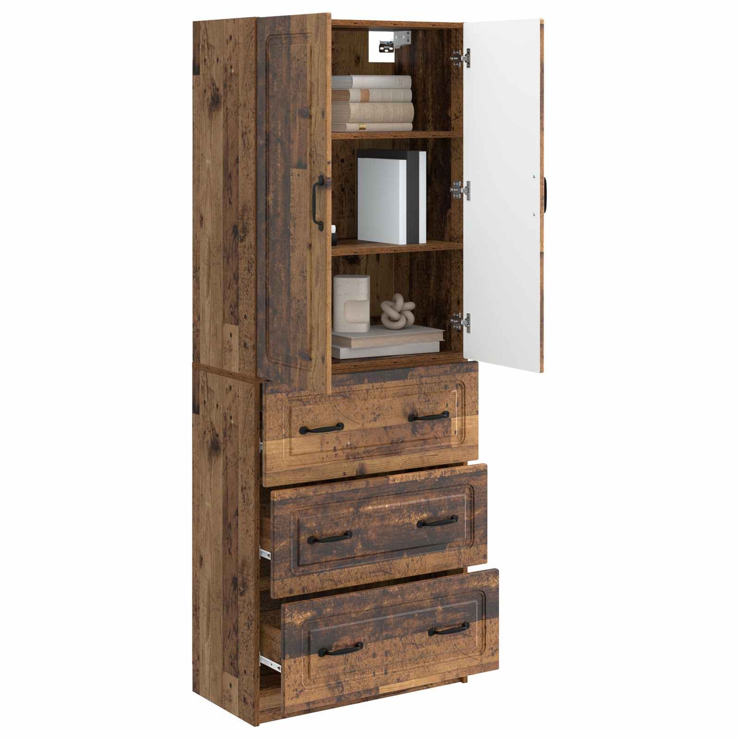 Cabinet Set 2 pcs 66 x 34.5 x 87 cm Engineered Wood Old Wood