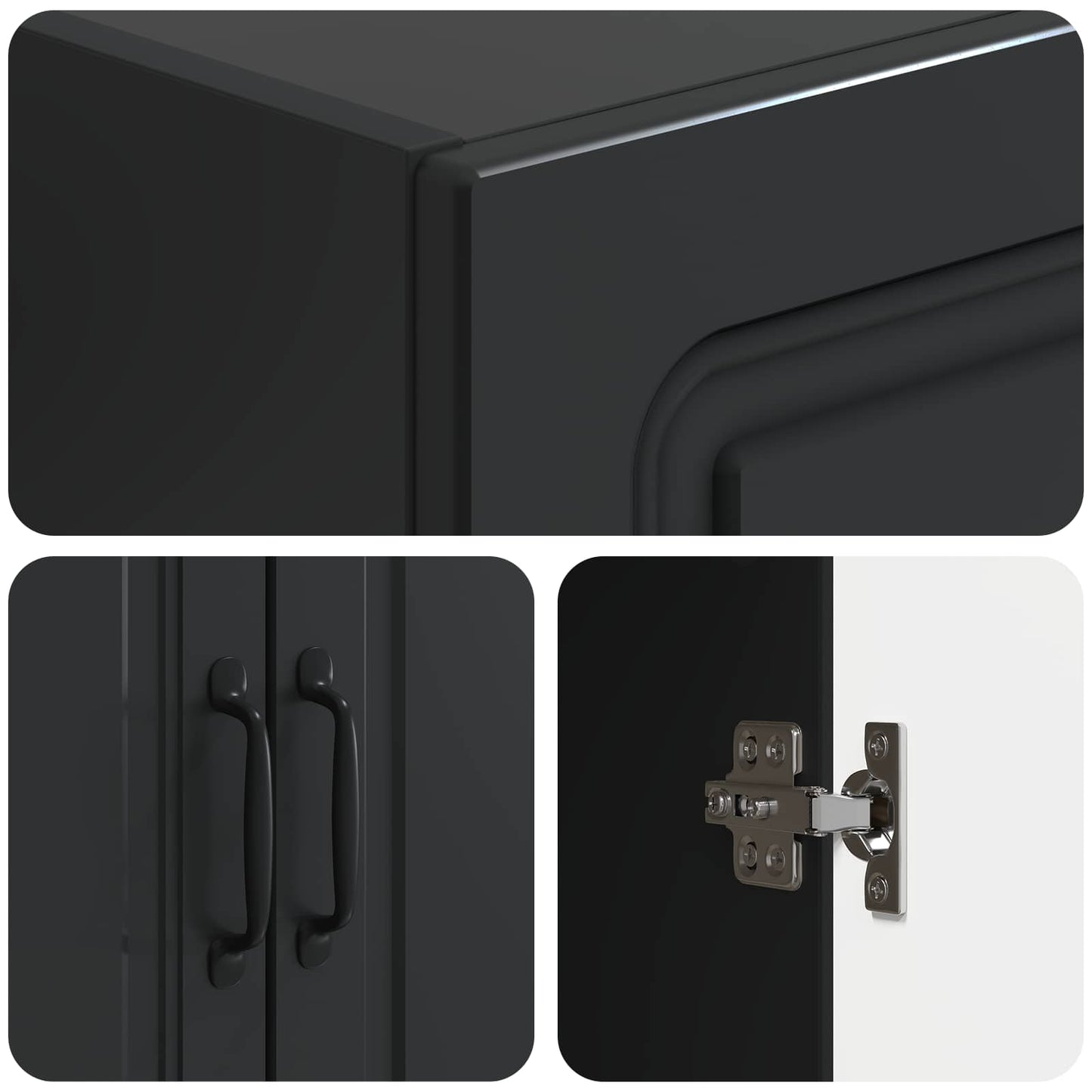 Cabinet Set 2 pcs 33 x 34.5 x 87 cm Engineered Wood Black