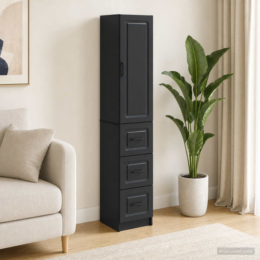 Cabinet Set 2 pcs Black 33 x 34.5 x 87 cm Engineered Wood