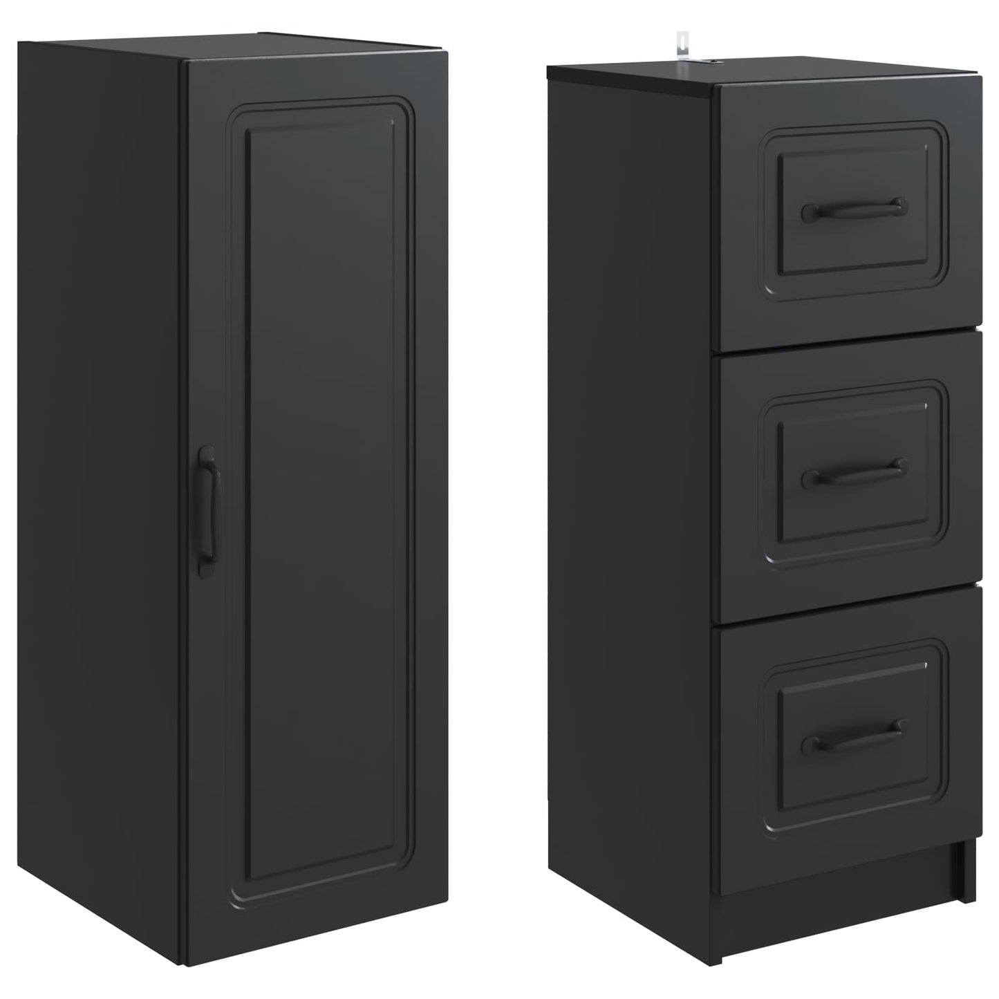 Cabinet Set 2 pcs 33 x 34.5 x 87 cm Engineered Wood Black