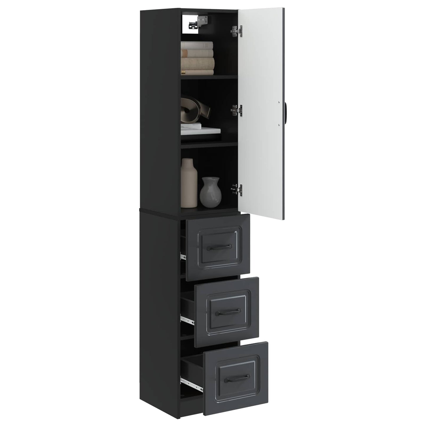 Cabinet Set 2 pcs 33 x 34.5 x 87 cm Engineered Wood Black