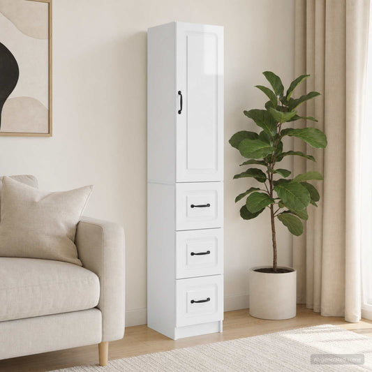Cabinet Set 2 pcs High Gloss White 33 x 34.5 x 87 cm