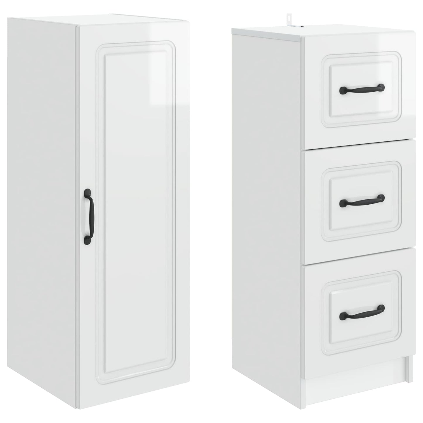 Cabinet Set 2 pcs High Gloss White 33 x 34.5 x 87 cm