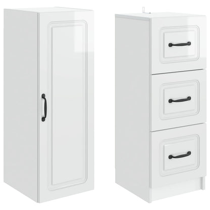 Cabinet Set 2 pcs High Gloss White 33 x 34.5 x 87 cm