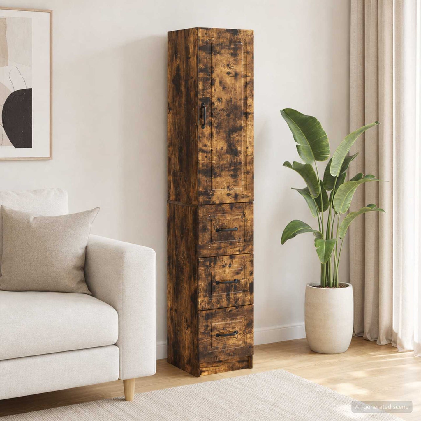 Cabinet Set 2 pcs 33 x 34.5 x 87 cm Engineered Wood Smoked Oak