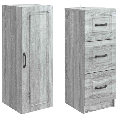Cabinet Set 2 pcs 33 x 34.5 x 87 cm Engineered Wood Grey Sonoma